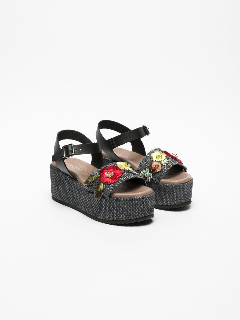 Cafè Noir Black Buckle Sandals