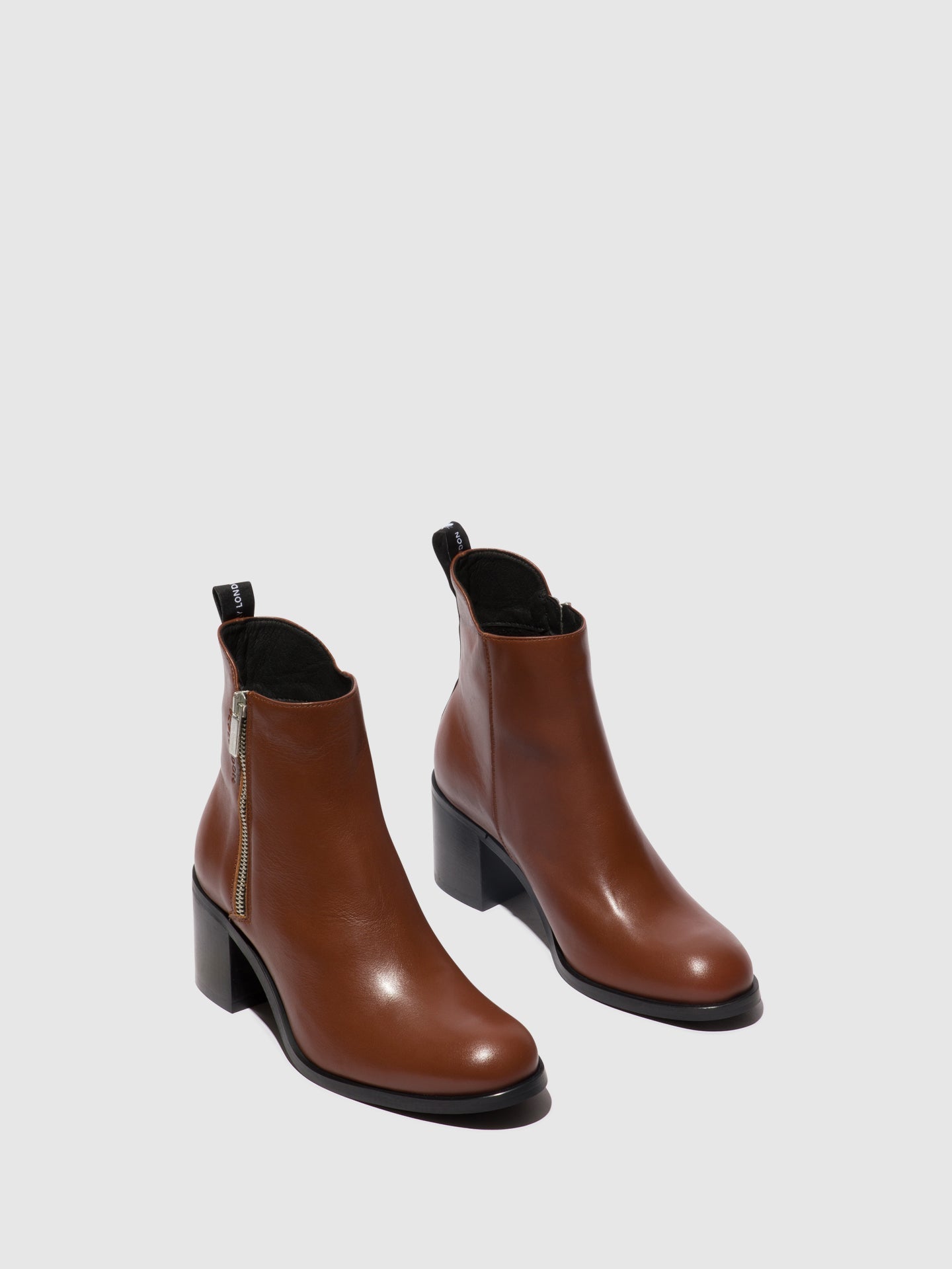 Fly London Zip Up Ankle Boots ADER912FLY COGNAC