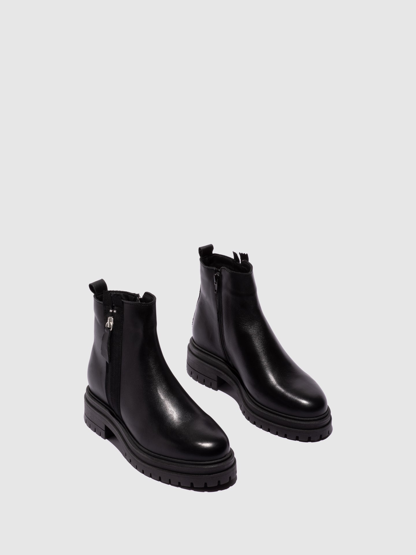 Foreva Black Zip Up Ankle Boots