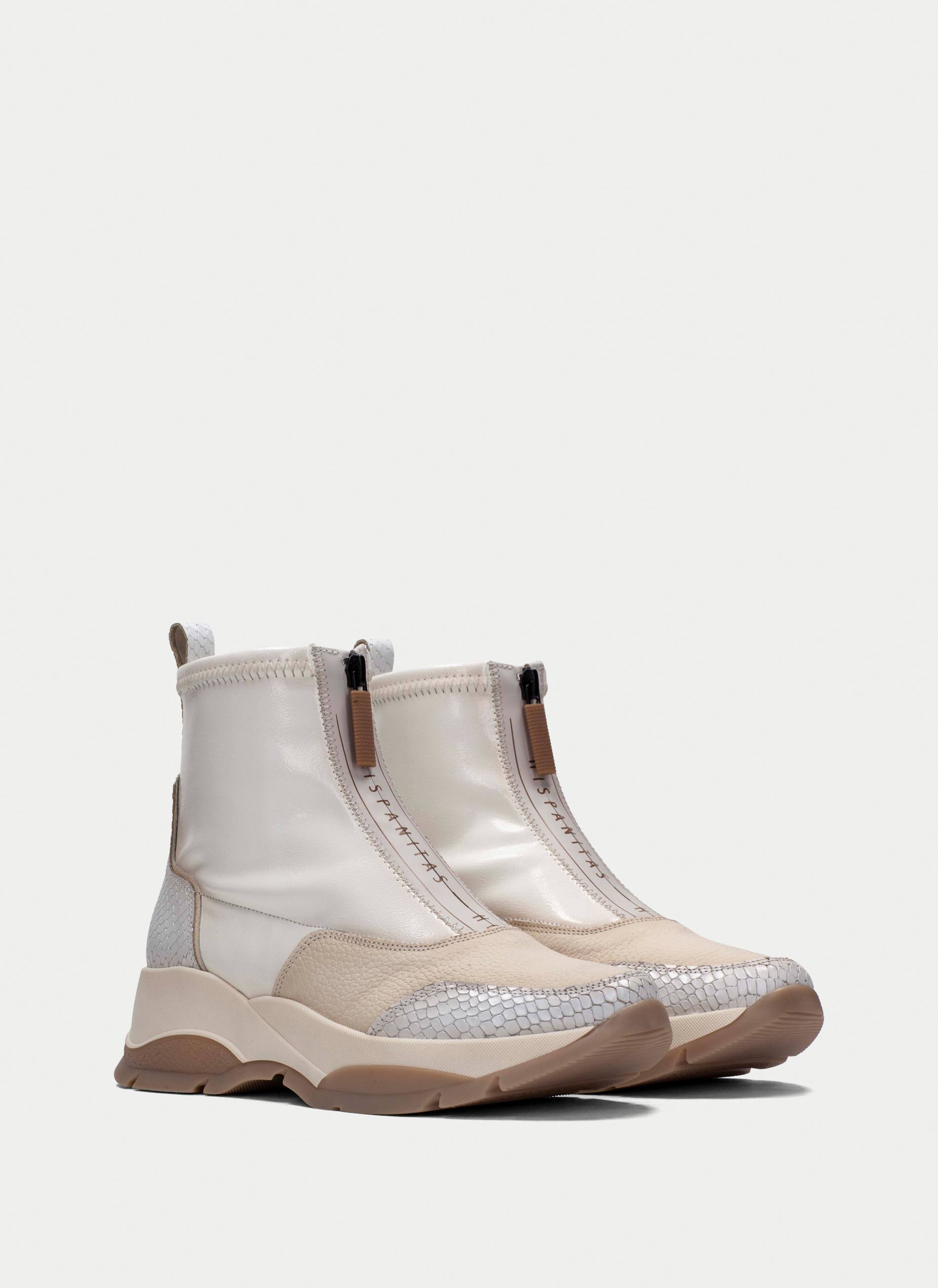 Hispanitas White Zip Up Ankle Boots