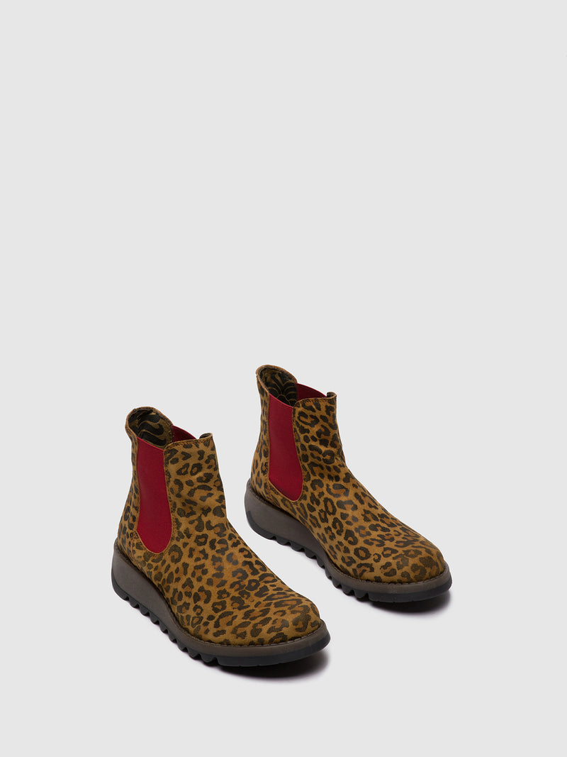 Fly London Chelsea Ankle Boots SALV CHEETAH TAN (RED ELASTIC)