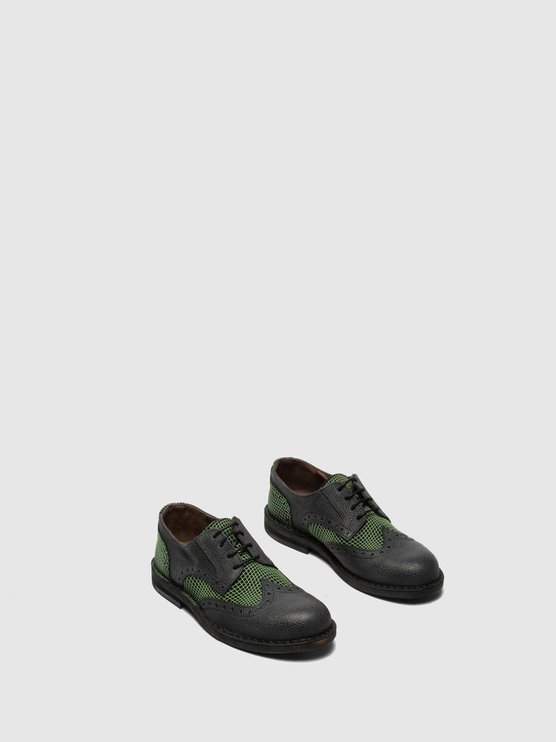 Fly London Green Black Derby Shoes