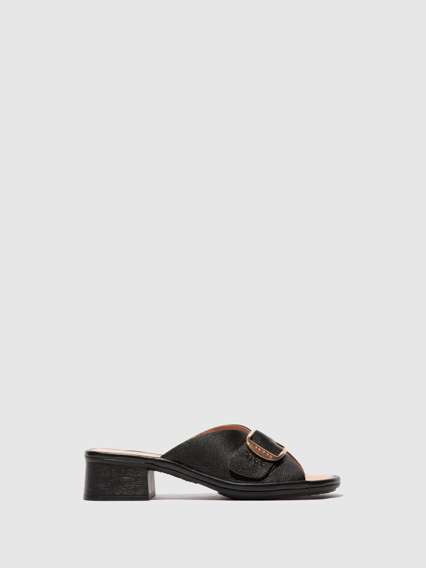 Fly London Chunky Heel Mules ELAX964FLY BLACK