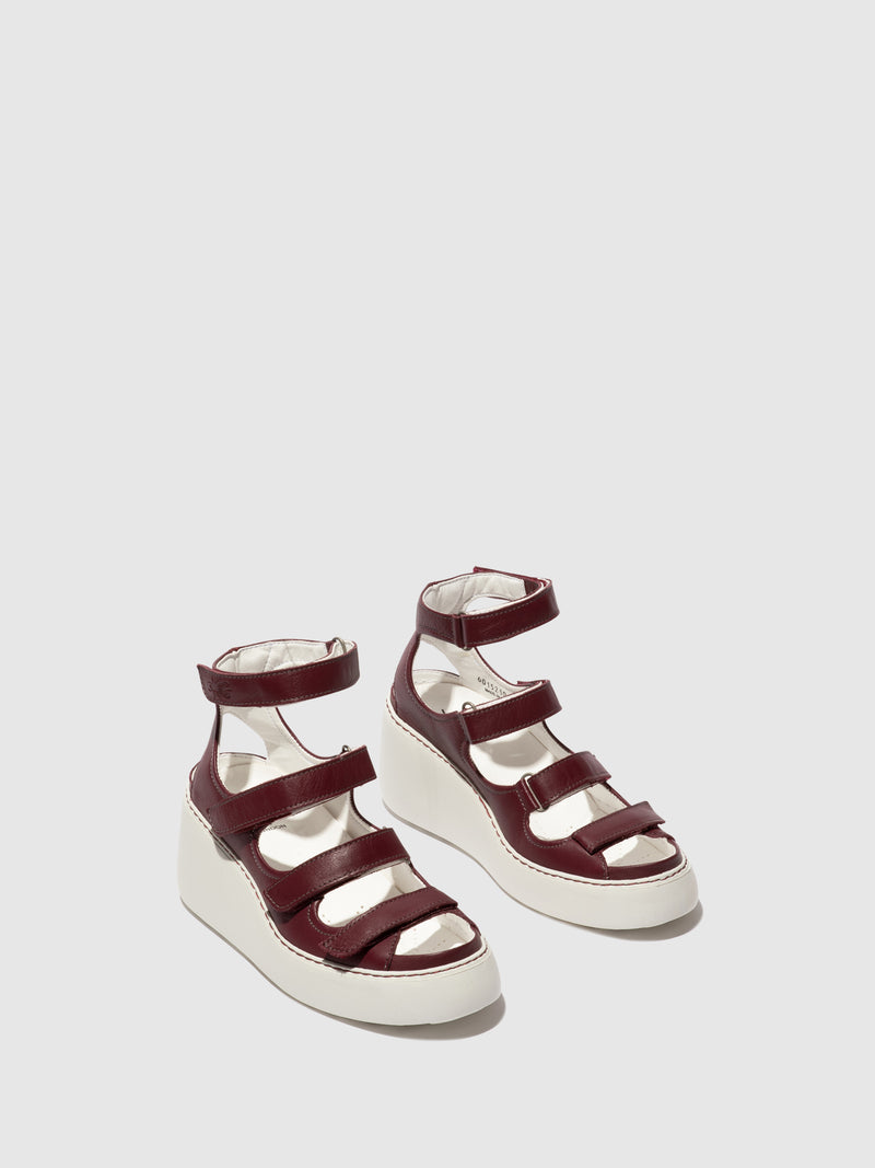 Fly London Velcro Sandals DROP521FLY BORDEAUX