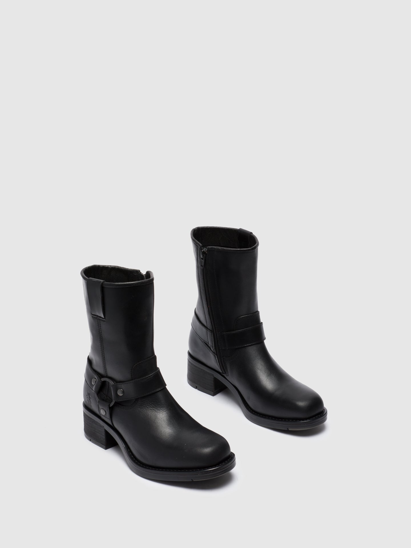 Fly London Black Zip Up Ankle Boots