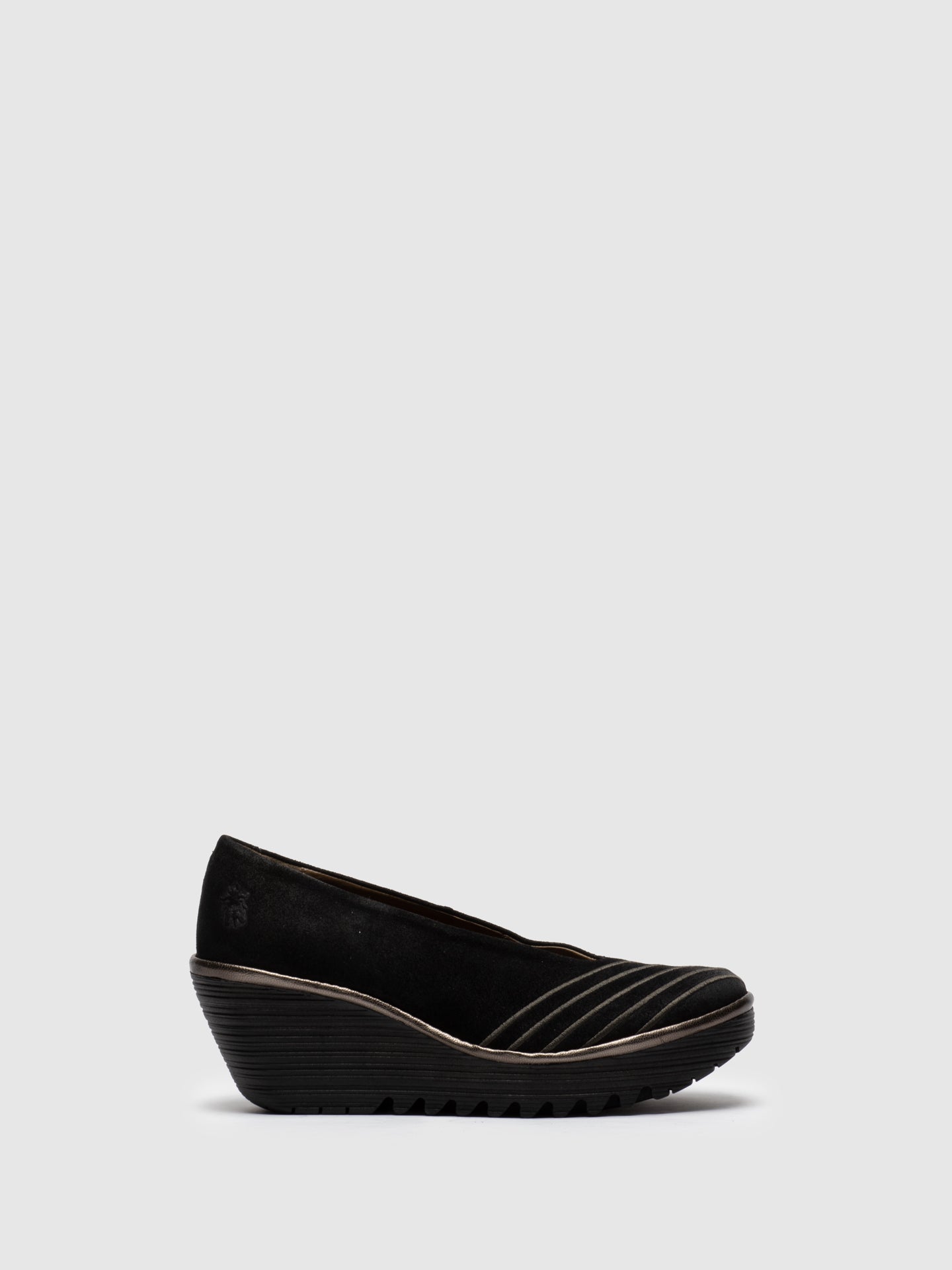 Fly London Brown Black Round Toe Pumps