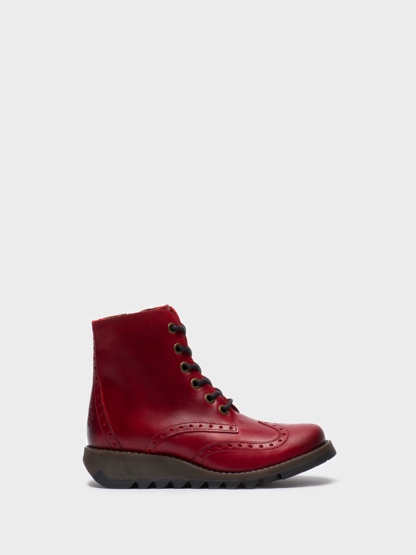 Fly London Red Lace-up Ankle Boots