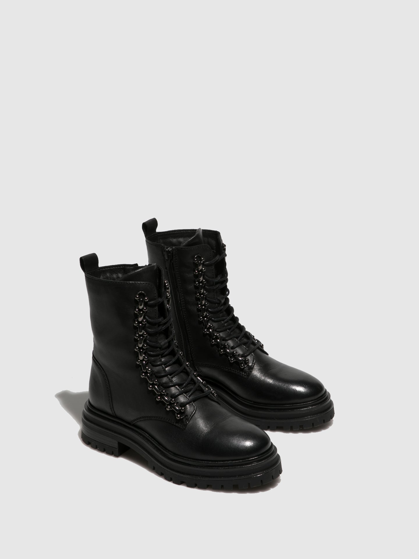 Foreva Black Lace-up Ankle Boots