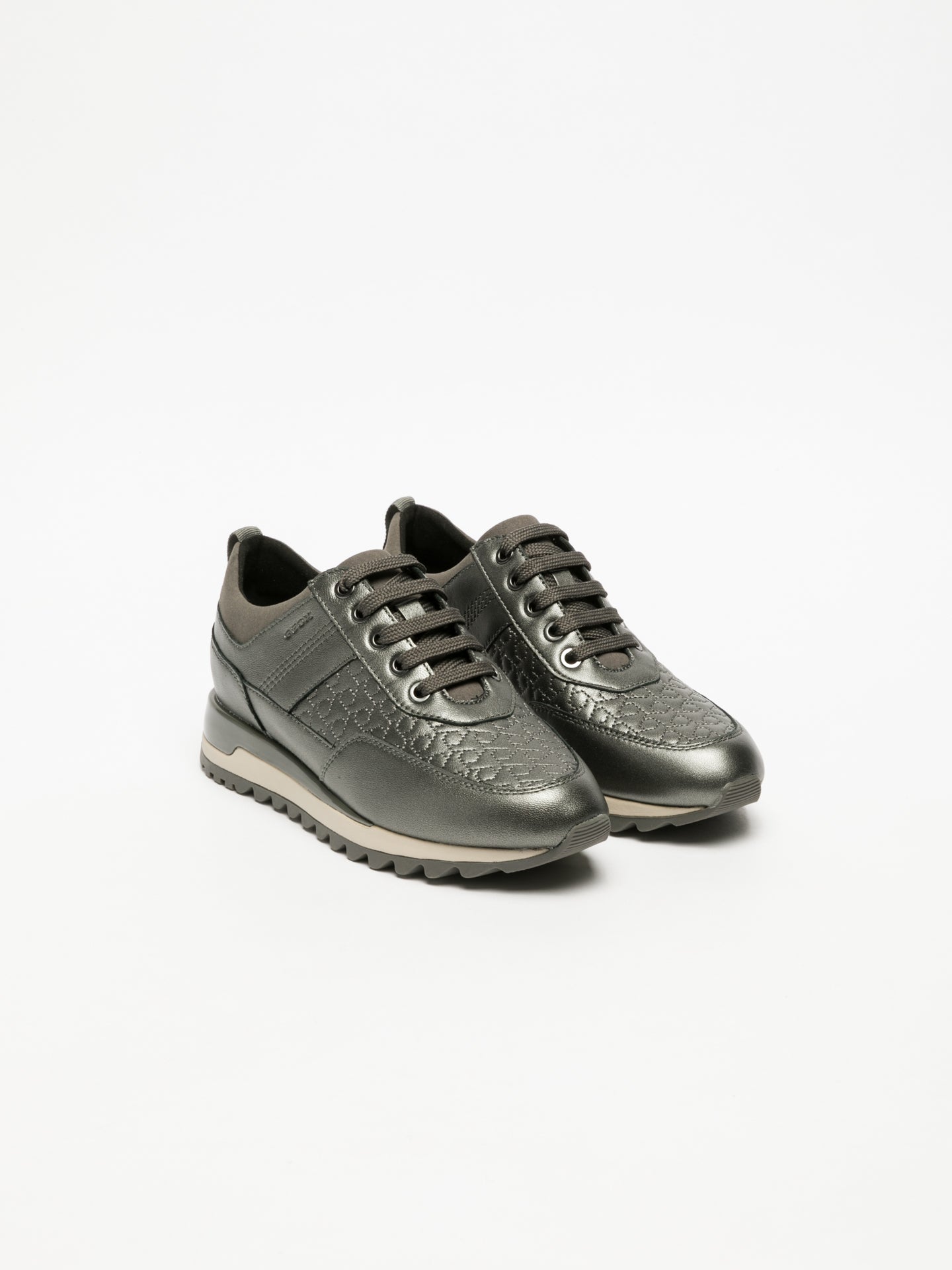 Geox Silver Lace-up Trainers