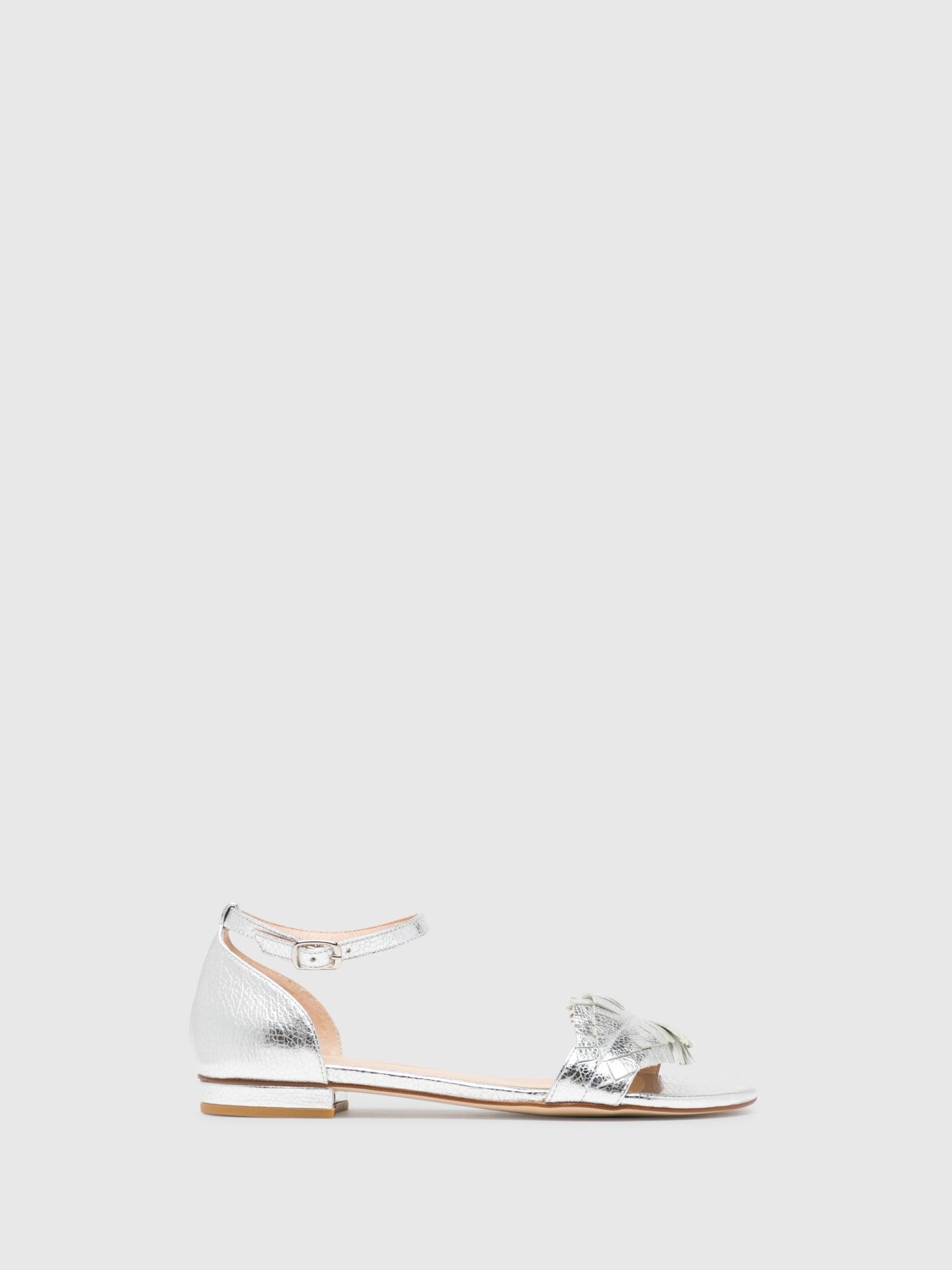 Sofia Costa Silver Ankle Strap Sandals