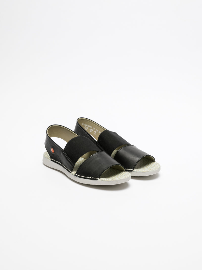 Softinos Black Sling-Back Sandals