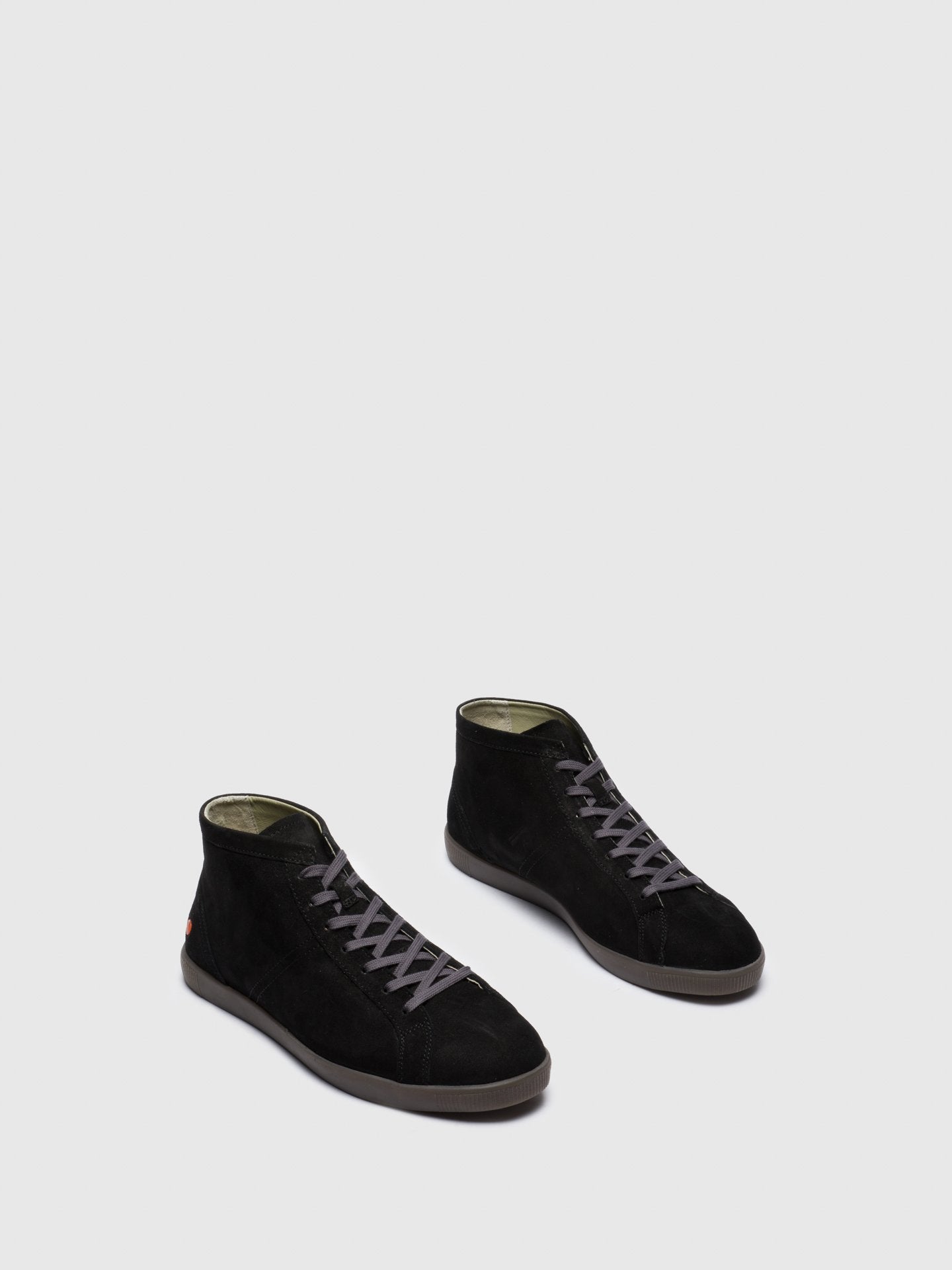 Softinos Black Leather Hi-Top Trainers