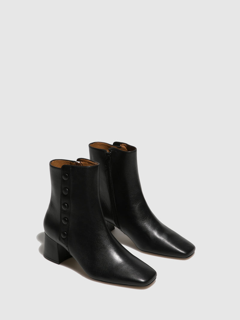 Sofia Costa Black Zip Up Ankle Boots