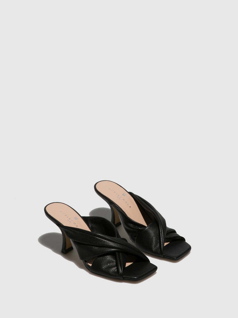 Sofia Costa Black Kitten Heel Mules